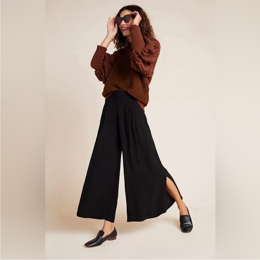 Anthropologie Maeve Bristol Wide-Leg Pants Black Small